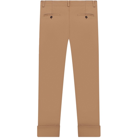 GUCCI Kids Khaki Adjustable Waist Chino Trousers with Navy Web Stripe Ribbon 8 - Picture 2 of 3